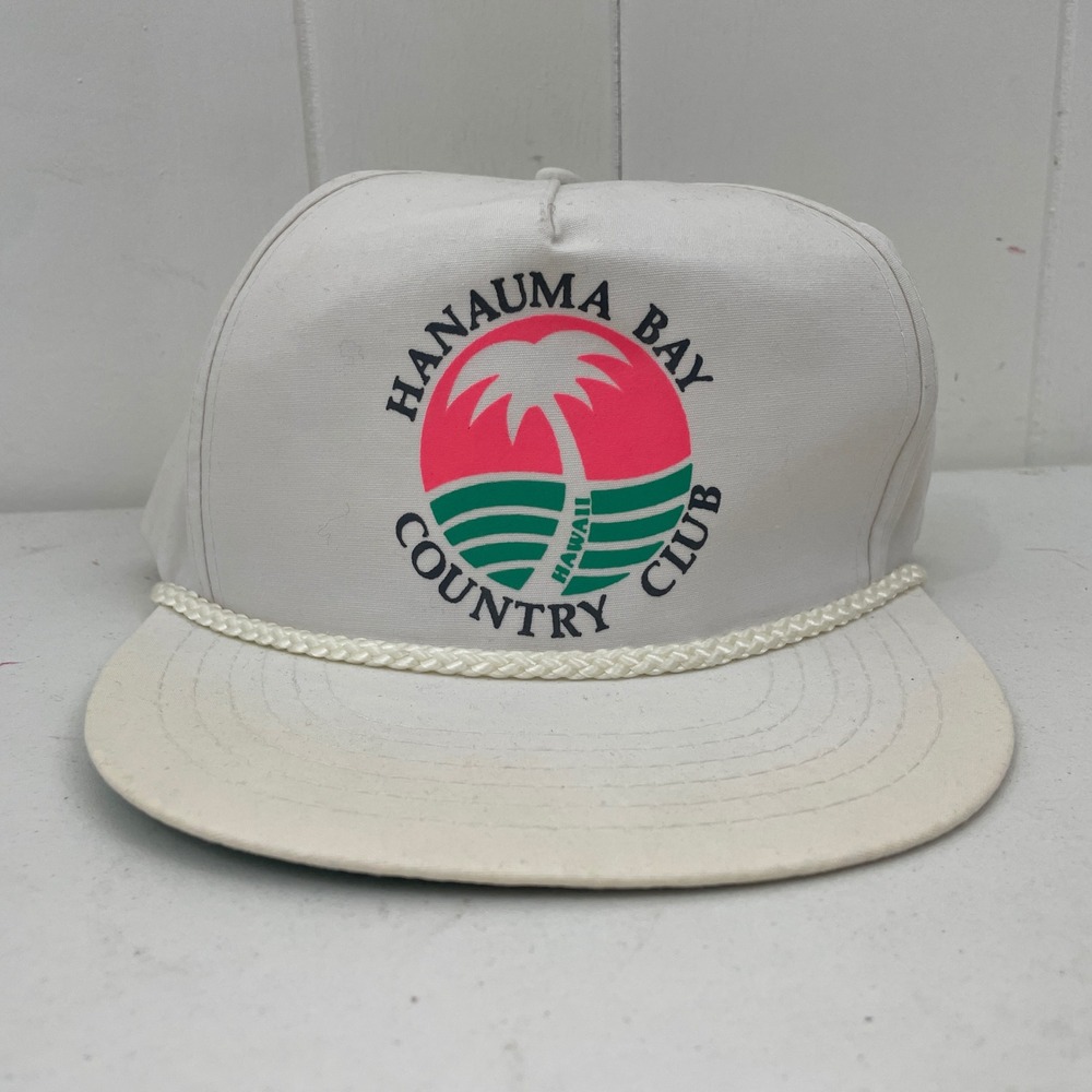 VTG Hanauma Bay Country Club Hawaii Rope Hat/Cap Snapback White Mens OSFM Golf